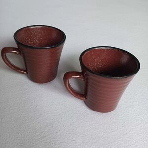 Sango Comet Sienna 4637 Set Of Two Rustic Brown Ceramic Mugs
